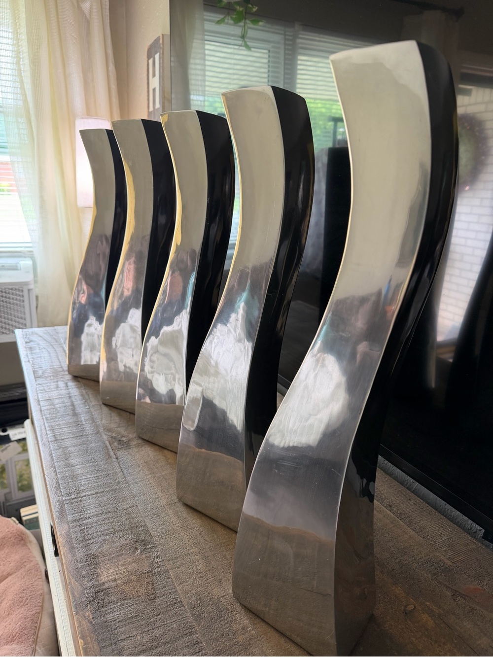 Modern Curved Heavy Aluminum Vase- must purchase separately